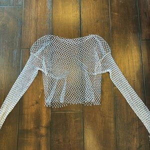 White Rhinestone- Long-sleeve Cover/Top